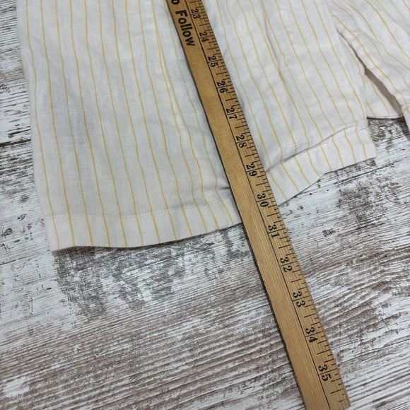 Cynthia Rowley Sz Medium 100% Linen‎ Blazer Jacket Ivory Yellow  Flip Pocket - Picture 9 of 14